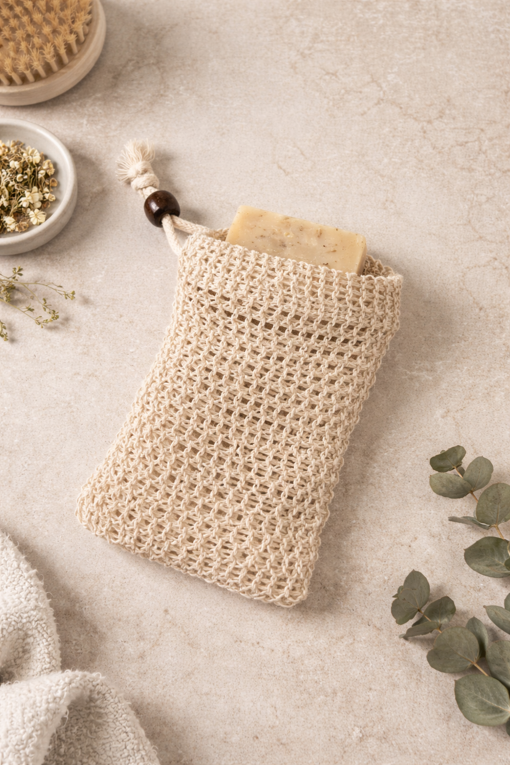 Sisal Soap Saver Pouch — Natural Exfoliating Bar Soap Holder