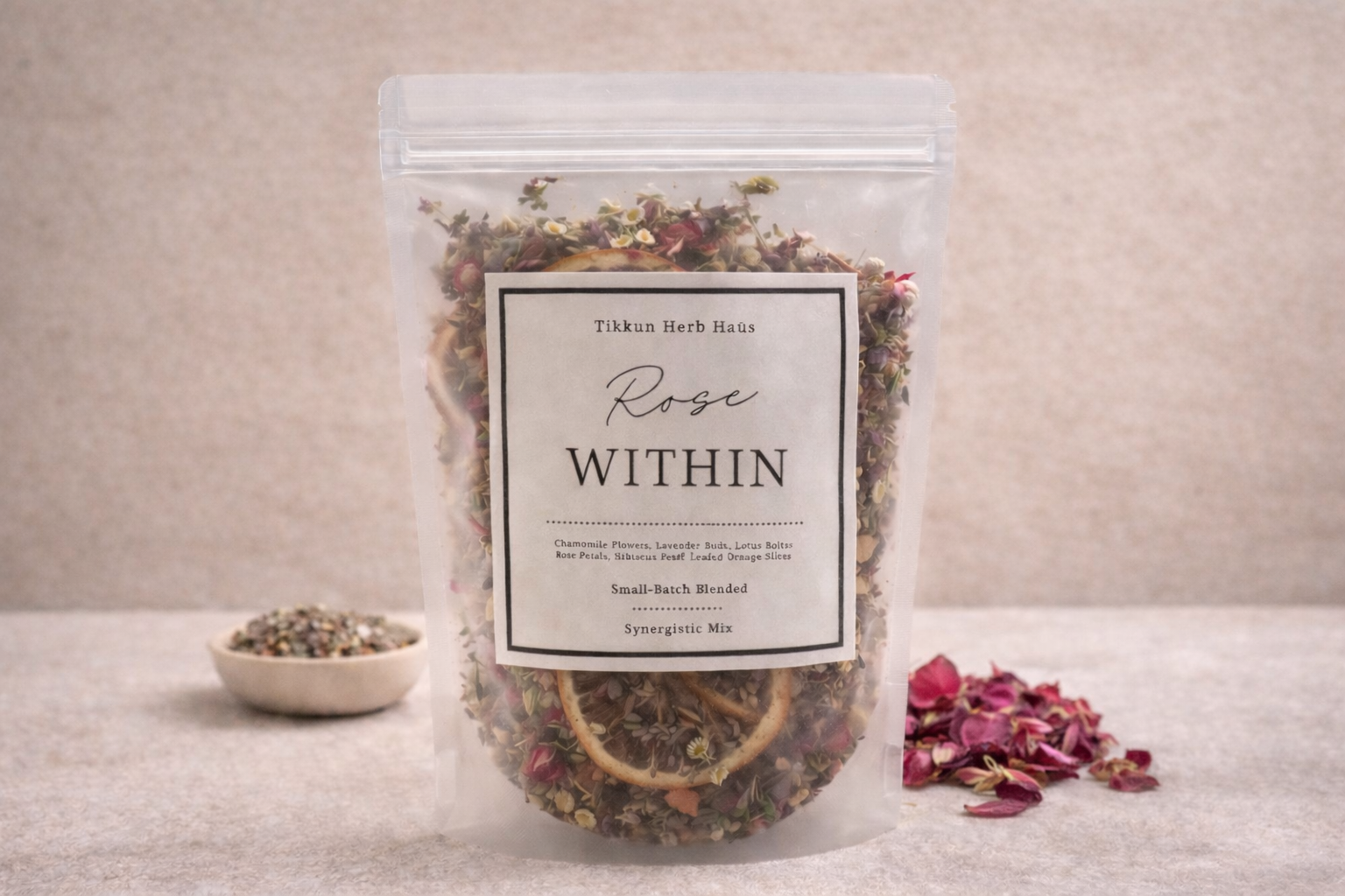 Rose Within — Calming Floral Herbal Tea Blend (Chamomile + Rose + Lavender)