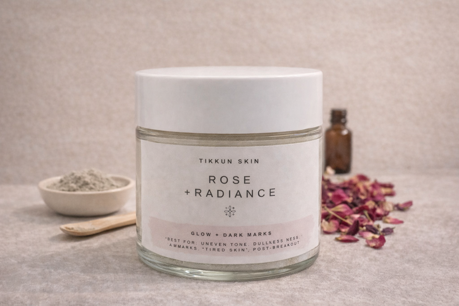 Rose + Radiance — Brightening Herbal Clay Mask for Glow + Even Tone