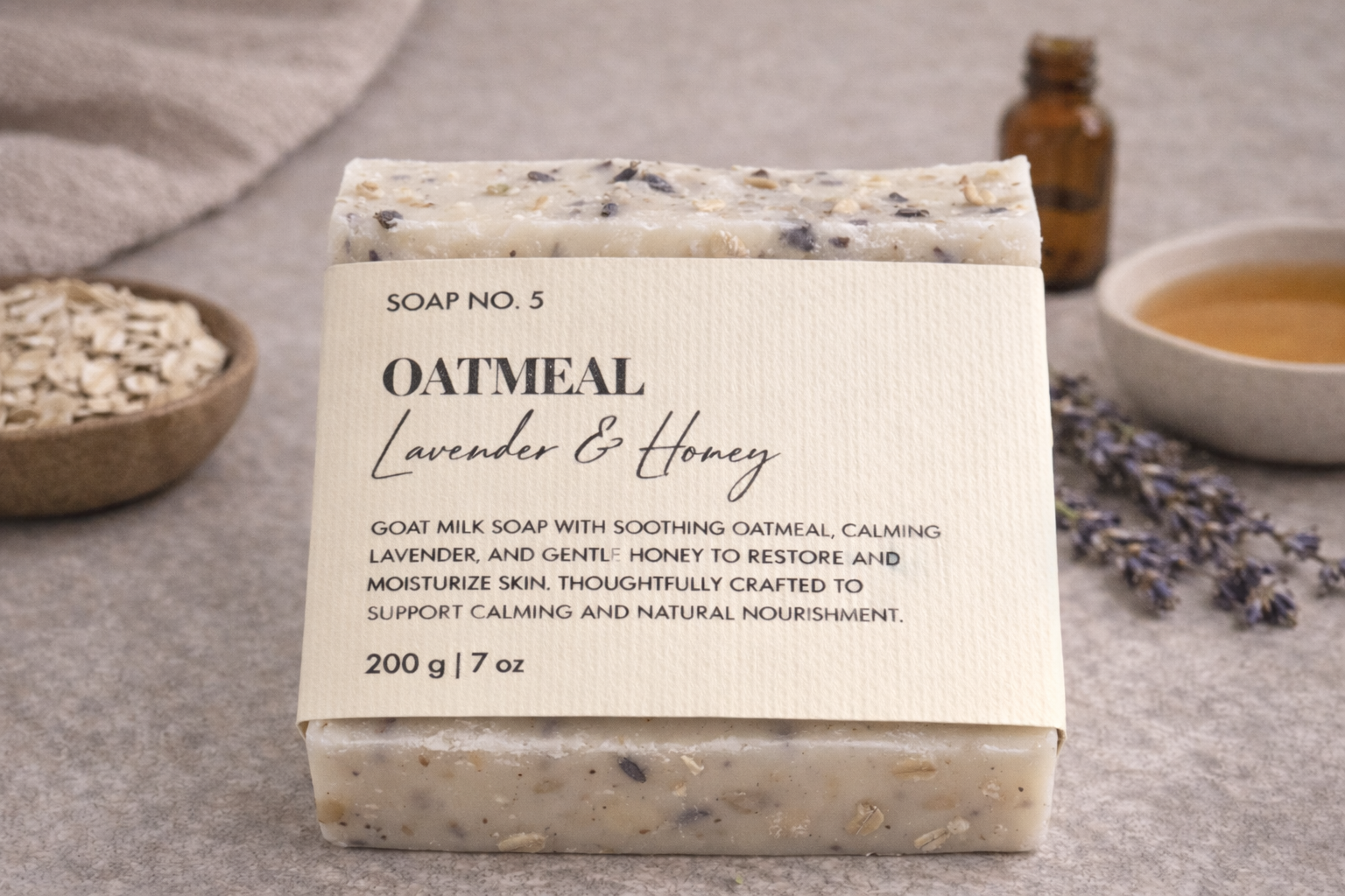 Oatmeal, Honey + Lavender — Goat Milk Soap for Sensitive Skin + Calm